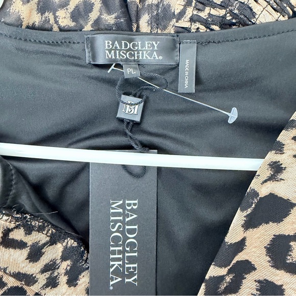 Badgley Mischka Leopard Print Long Sleeve Dress size PL - Picture 9 of 15